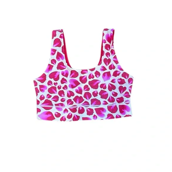 Fabletics Harlow Reversible Medium Impact Red Rose Petal Sports Bra - Picture 2 of 6